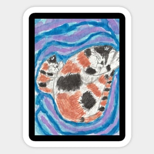 Cute sleeping cat  kitten art Sticker